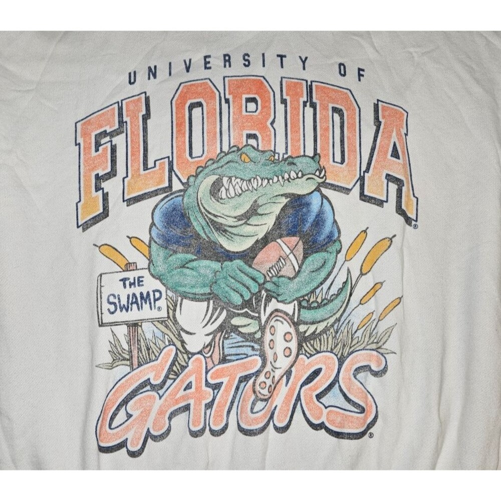 Hollister Florida Gators Football Sweatshirt Adult Medium White Print Boxy Fit - Picture 2 of 7